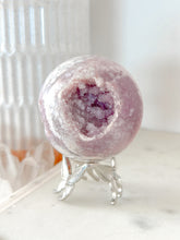 Load image into Gallery viewer, Lilac Pink Amethyst Flower Agate Druzy Sphere
