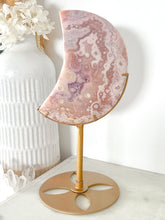 Load image into Gallery viewer, Pink &amp; Purple Amethyst Druzy Moon &amp; Stand
