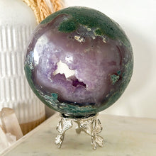 Load image into Gallery viewer, 1.2kg Amethyst x Moss Agate Sphere
