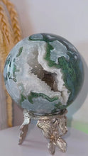 Load and play video in Gallery viewer, Moss Agate Druzy Sphere
