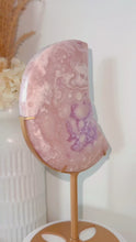 Load and play video in Gallery viewer, Pink &amp; Purple Amethyst Druzy Moon &amp; Stand
