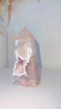 Load and play video in Gallery viewer, RARE Flower Agate Druzy Quartz Tower
