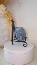 Load and play video in Gallery viewer, Moss Agate x Amethyst Druzy Heart &amp; Stand
