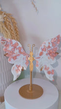 Load and play video in Gallery viewer, Pink Agate Druzy Butterfly on Gold Stand #2
