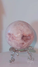Load and play video in Gallery viewer, Pink Amethyst Druzy Sphere &amp; Stand
