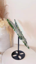 Load and play video in Gallery viewer, Rare Green Ocean Jasper Druzy Butterfly &amp; Stand
