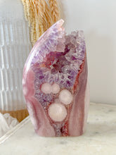 Load image into Gallery viewer, Pink Amethyst Flower Agate Druzy Flame Freeform

