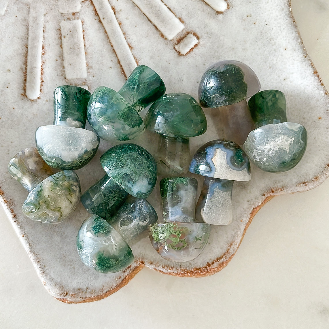 Moss Agate Mini Mushrooms