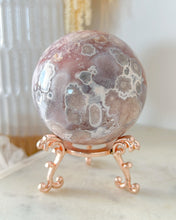 Load image into Gallery viewer, Pink Amethyst Flower Agate Sphere &amp; Stand
